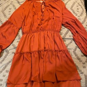 New Womens Rust Ruffle Dress